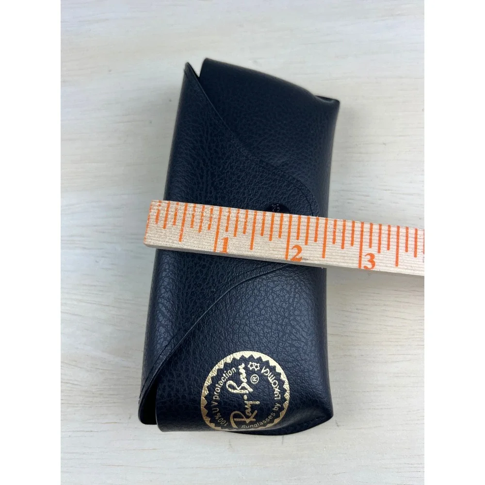 Ray-Ban Black Pebbled Leather Sunglasses Case with Gray Cleaning Cloth NEW